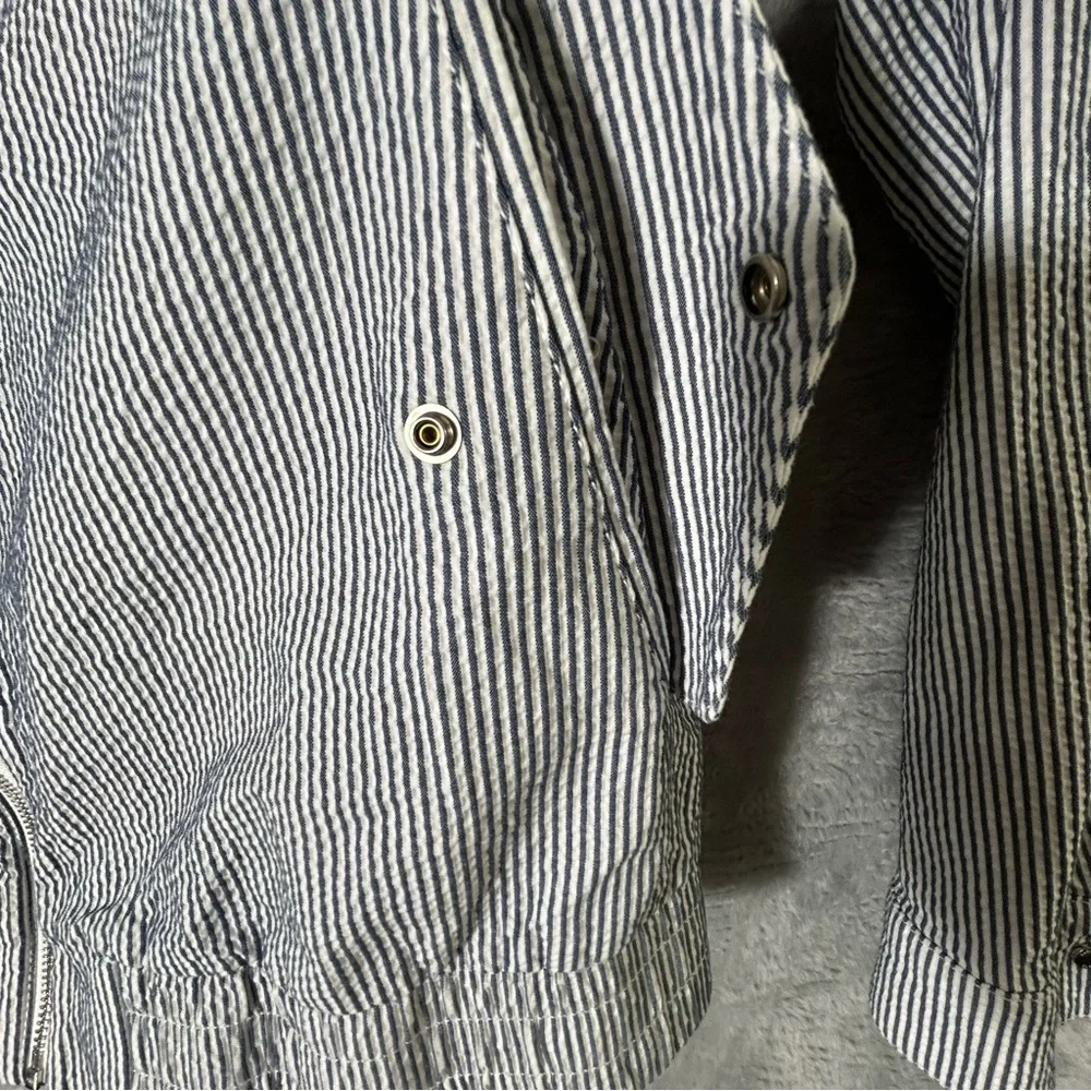 New Lacoste Jacket Mens Size 56 XXL Blue‎ White Seersucker Lined Preppy Striped - Picture 13 of 14